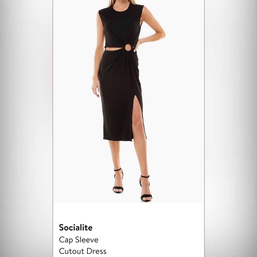 Socialite Cap Sleeve Cutout Midi Dress